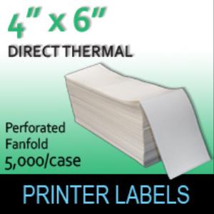 Direct Thermal Labels 4" x 6" Perf Fanfold